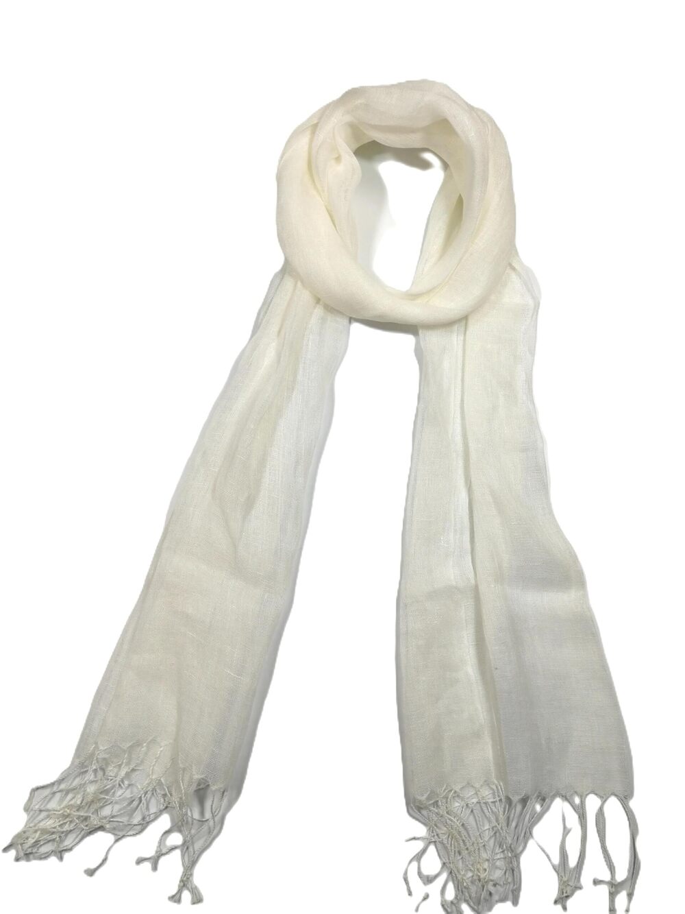 7783 Unisex 100% Linen Scarves and 71"x22" CreamWhite